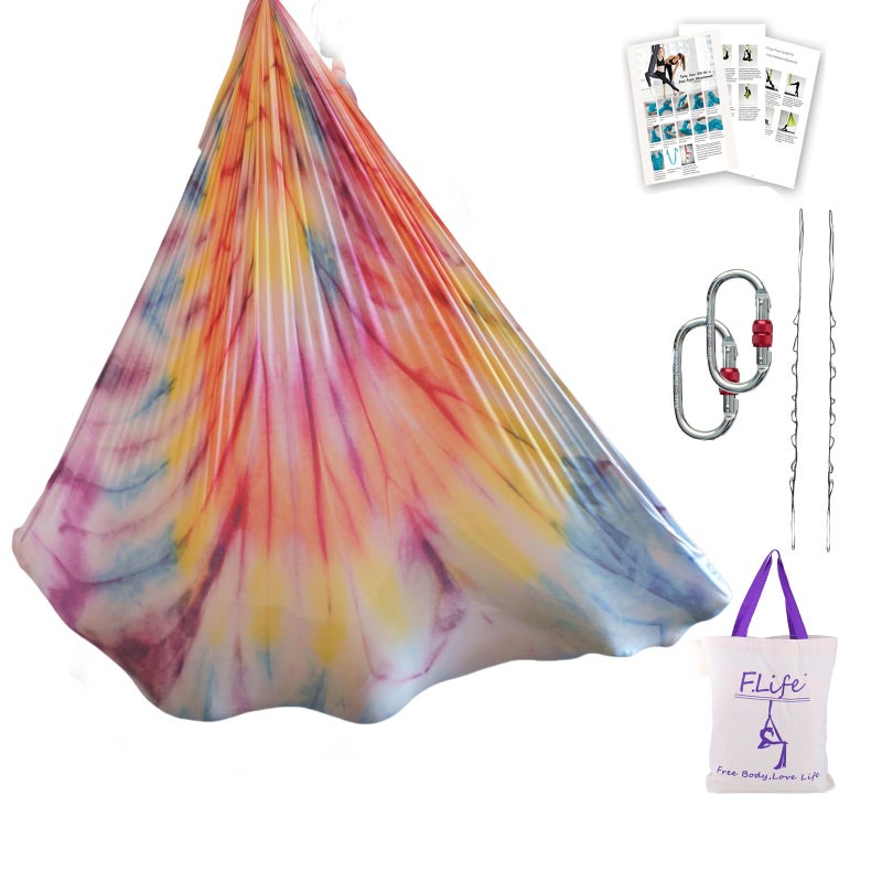 Flife F.Life Aerial Yoga Hammock 5.5 yards Premium Aerial Silk Fabric Yoga Swing for Antigravity Yoga Inversion Include Daisy Chain,Carabiner and Pose Guide (Mandala) - Image 1